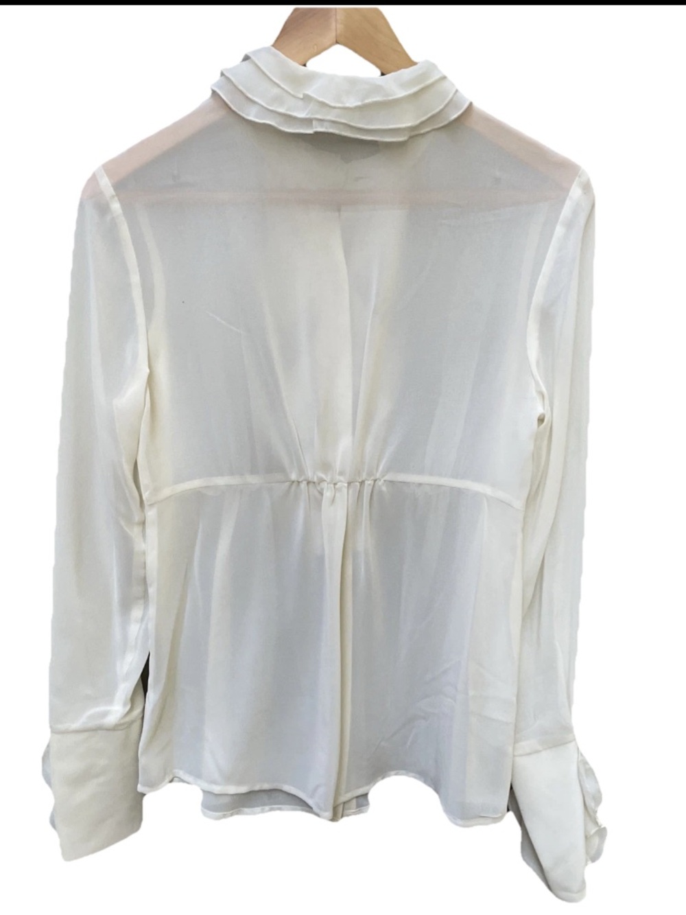 WD.NY Cream Ruffle-Front Sheer Blouse - Picture 4 of 7